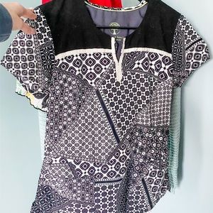 healing hands Mixed Patterns Scrub Top